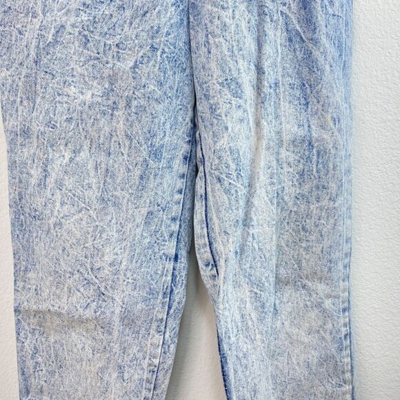 Vtg Acid Wash Cotton Jeans 27/27 Straight Leg Two Pocket Pull-On Elastic Waist - Picture 6 of 9